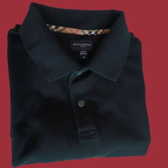 Burberry Golf Mens Polo Shirt Classic Fit With Check Trim blk Medium - Picture 3 of 16